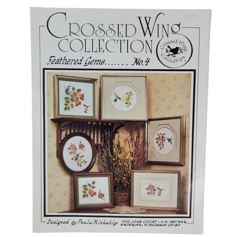Crossed Wing Hummingbird Pattern Feathered Gems #4 Flower Leaflet VTG